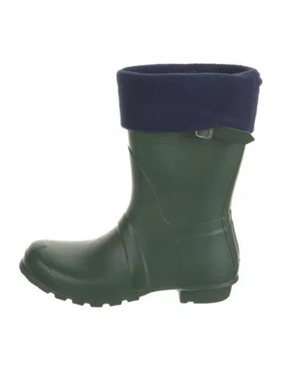 Pre-owned Hunter Rubber Colorblock Pattern Rain Boots In Green