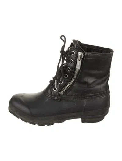 Pre-owned Hunter Rubber Combat Boots In Black