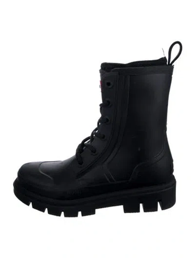 Pre-owned Hunter Rubber Combat Boots In Black