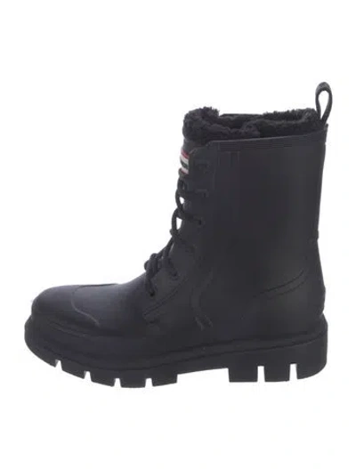 Pre-owned Hunter Rubber Combat Boots In Black/blue