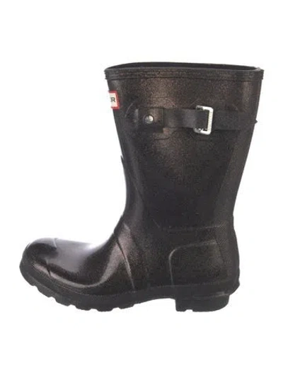 Pre-owned Hunter Rubber Glitter Accents Rain Boots In Burgundy