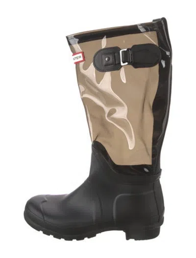 Pre-owned Hunter Rubber Graphic Print Rain Boots In Black/neutrals