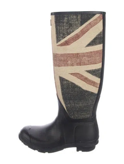 Pre-owned Hunter Rubber Graphic Print Rain Boots In Blue