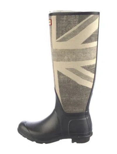 Pre-owned Hunter Rubber Graphic Print Rain Boots In Blue