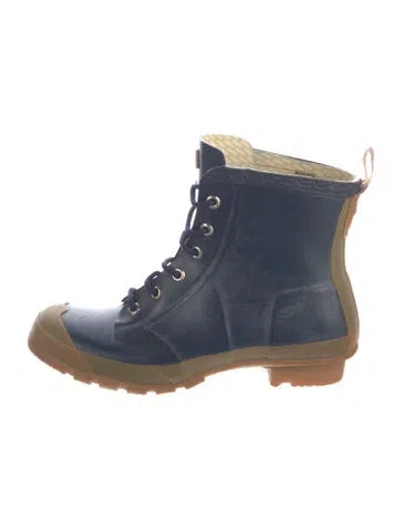 Pre-owned Hunter Rubber Lace-up Boots In Blue