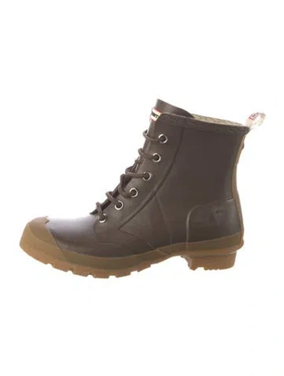 Pre-owned Hunter Rubber Lace-up Boots In Brown