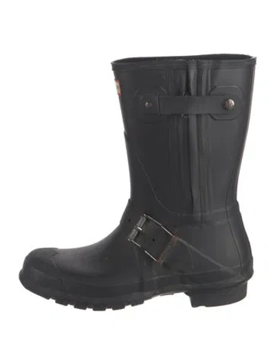 Pre-owned Hunter Rubber Moto Boots In Black