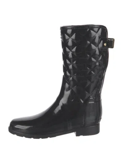 Pre-owned Hunter Rubber Patterned Rain Boots In Gray