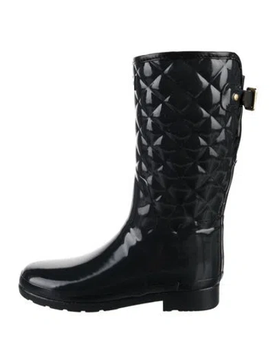 Pre-owned Hunter Rubber Patterned Rain Boots In Grey