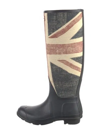 Pre-owned Hunter Rubber Printed Rain Boots In Blue