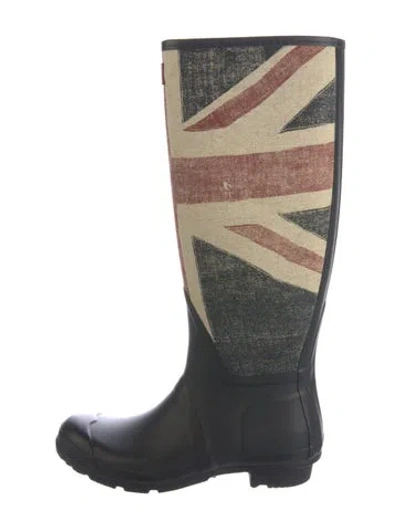 Pre-owned Hunter Rubber Printed Rain Boots In Blue