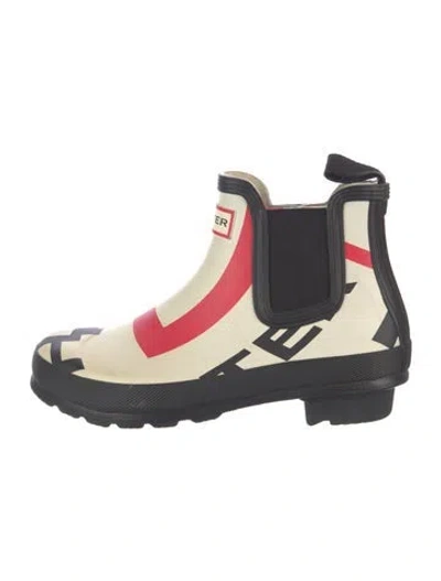 Pre-owned Hunter Rubber Printed Rain Boots In Blue