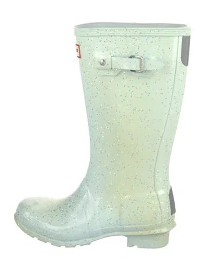 Pre-owned Hunter Rubber Printed Rain Boots In Green