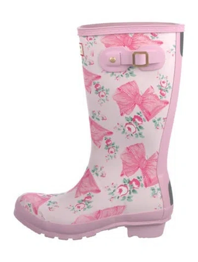Pre-owned Hunter Rubber Printed Rain Boots In Pink