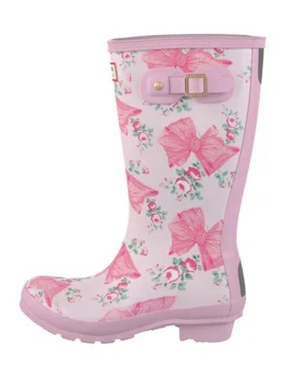 Pre-owned Hunter Rubber Printed Rain Boots In Pink