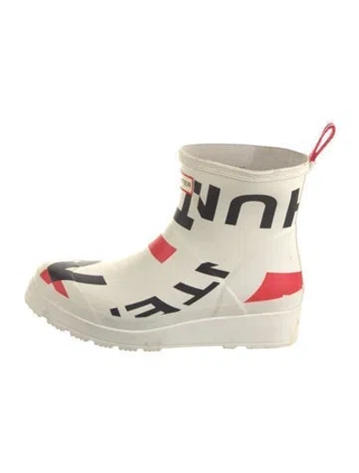 Pre-owned Hunter Rubber Printed Rain Boots In White