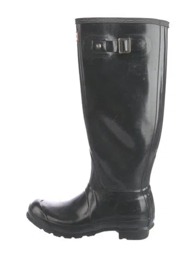 Pre-owned Hunter Rubber Rain Boots In Black