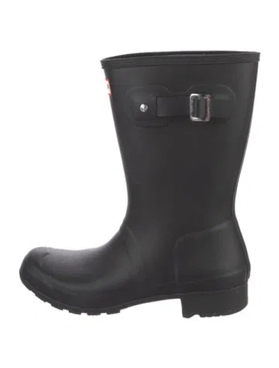 Pre-owned Hunter Rubber Rain Boots In Black