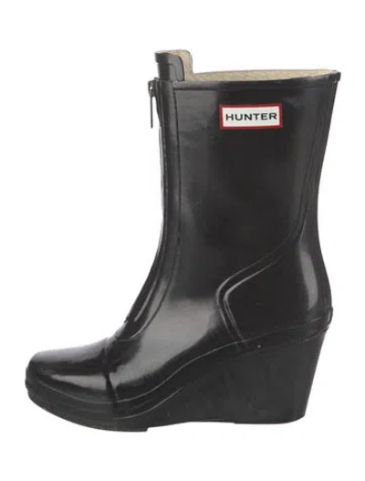 Pre-owned Hunter Rubber Rain Boots In Black