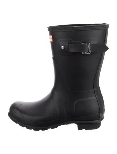 Pre-owned Hunter Rubber Rain Boots In Black