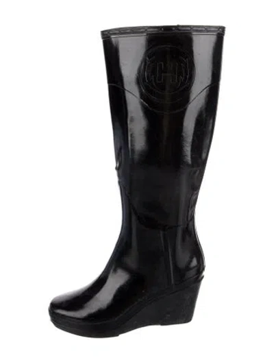 Pre-owned Hunter Rubber Rain Boots In Black