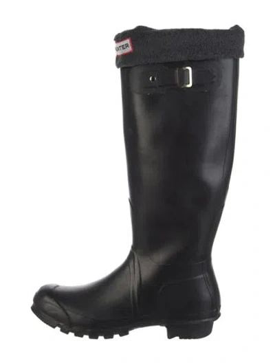 Pre-owned Hunter Rubber Rain Boots In Black