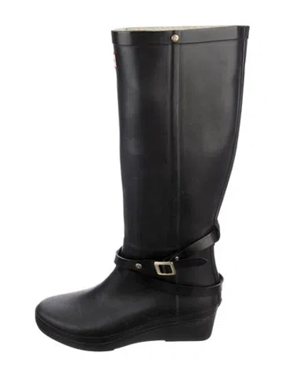 Pre-owned Hunter Rubber Rain Boots In Black
