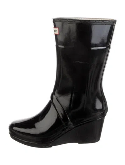 Pre-owned Hunter Rubber Rain Boots In Black