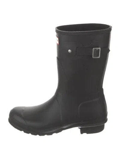 Pre-owned Hunter Rubber Rain Boots In Black