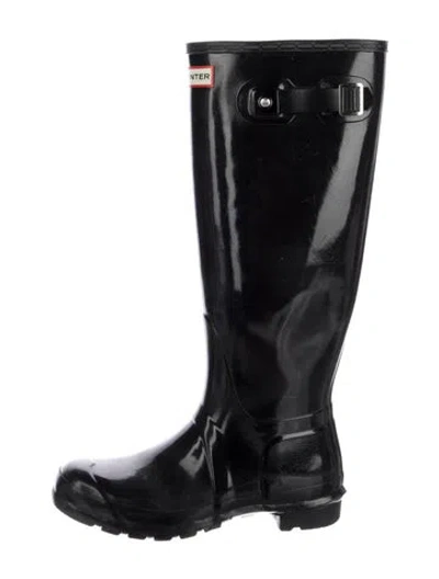 Pre-owned Hunter Rubber Rain Boots In Black