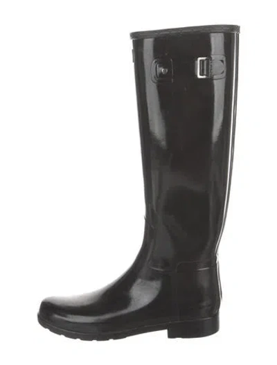 Pre-owned Hunter Rubber Rain Boots In Black