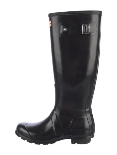 Pre-owned Hunter Rubber Rain Boots In Black