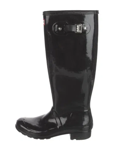 Pre-owned Hunter Rubber Rain Boots In Black