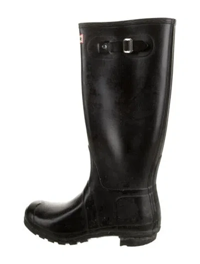 Pre-owned Hunter Rubber Rain Boots In Black