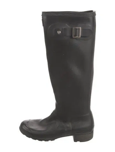 Pre-owned Hunter Rubber Rain Boots In Black