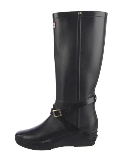 Pre-owned Hunter Rubber Rain Boots In Black