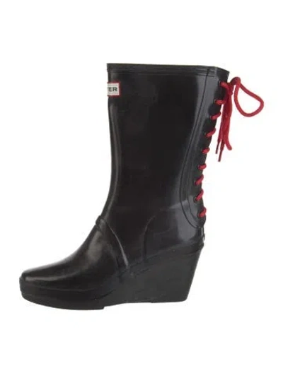 Pre-owned Hunter Rubber Rain Boots In Black