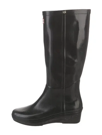Pre-owned Hunter Rubber Rain Boots In Black