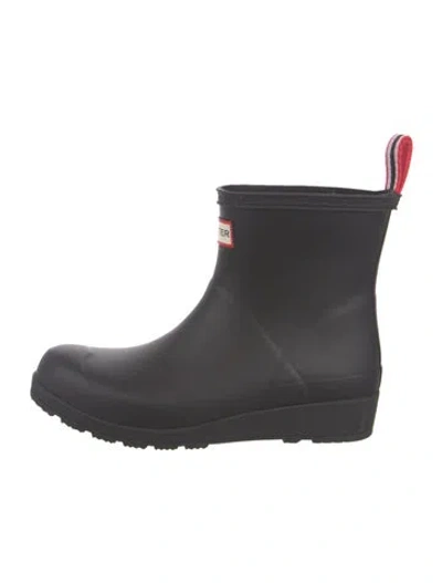 Pre-owned Hunter Rubber Rain Boots In Black