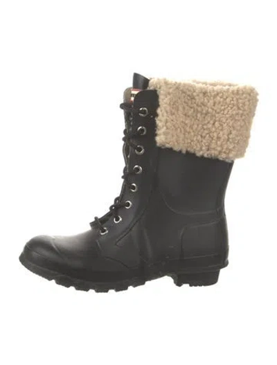 Pre-owned Hunter Rubber Rain Boots In Black