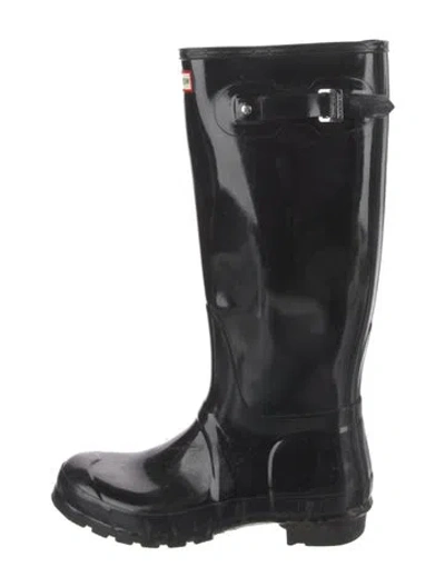 Pre-owned Hunter Rubber Rain Boots In Black