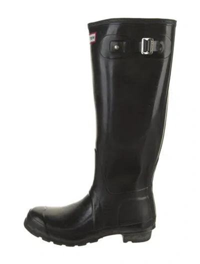 Pre-owned Hunter Rubber Rain Boots In Black