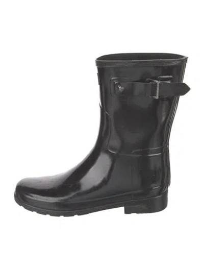 Pre-owned Hunter Rubber Rain Boots In Black