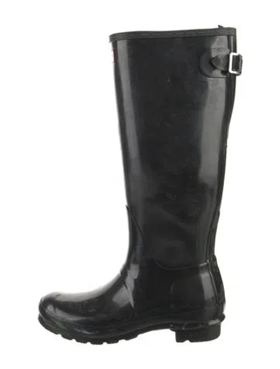 Pre-owned Hunter Rubber Rain Boots In Black