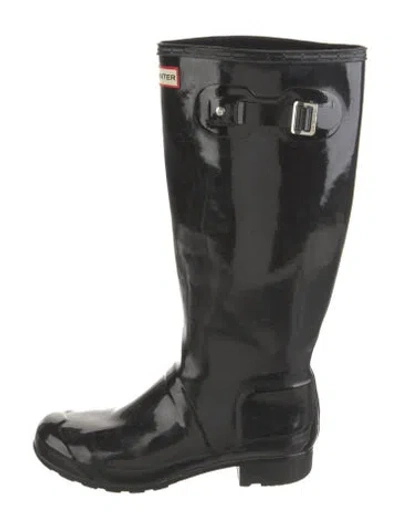 Pre-owned Hunter Rubber Rain Boots In Black