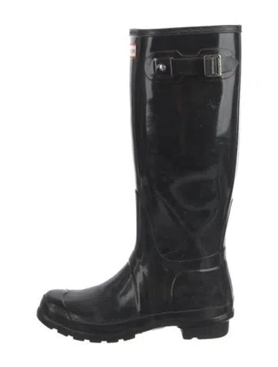 Pre-owned Hunter Rubber Rain Boots In Black