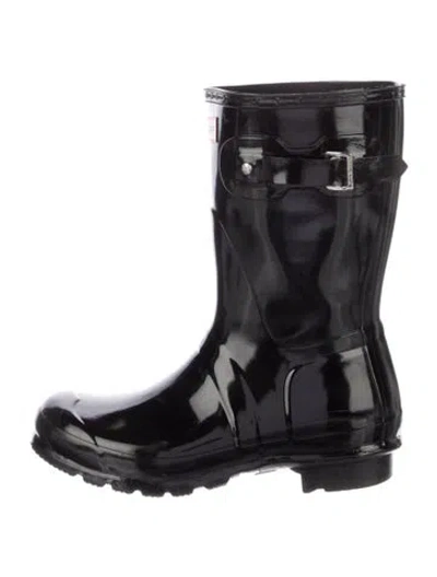 Pre-owned Hunter Rubber Rain Boots In Black