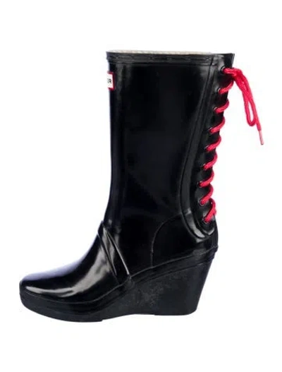 Pre-owned Hunter Rubber Rain Boots In Black