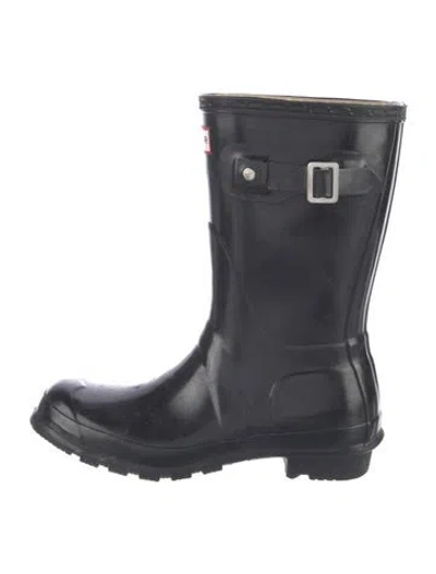 Pre-owned Hunter Rubber Rain Boots In Black