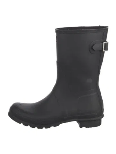 Pre-owned Hunter Rubber Rain Boots In Black